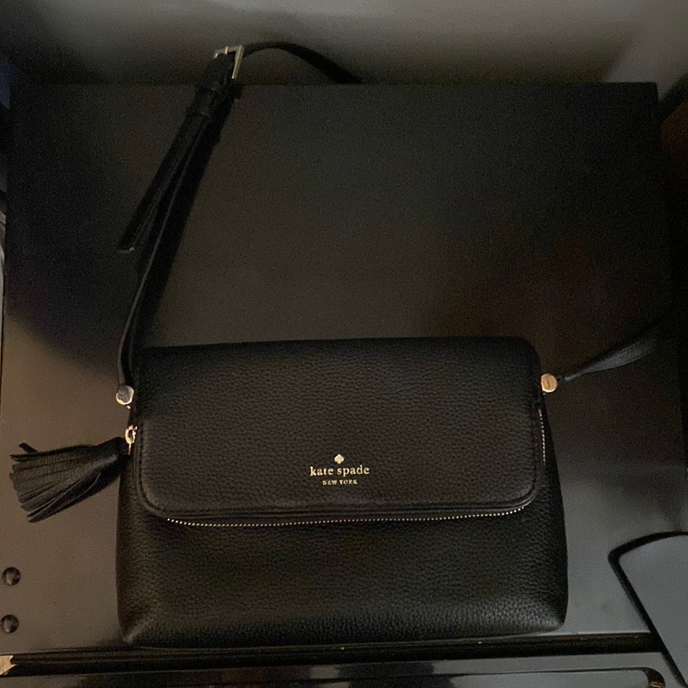 Kate Spade Black Leather Crossbody—like new